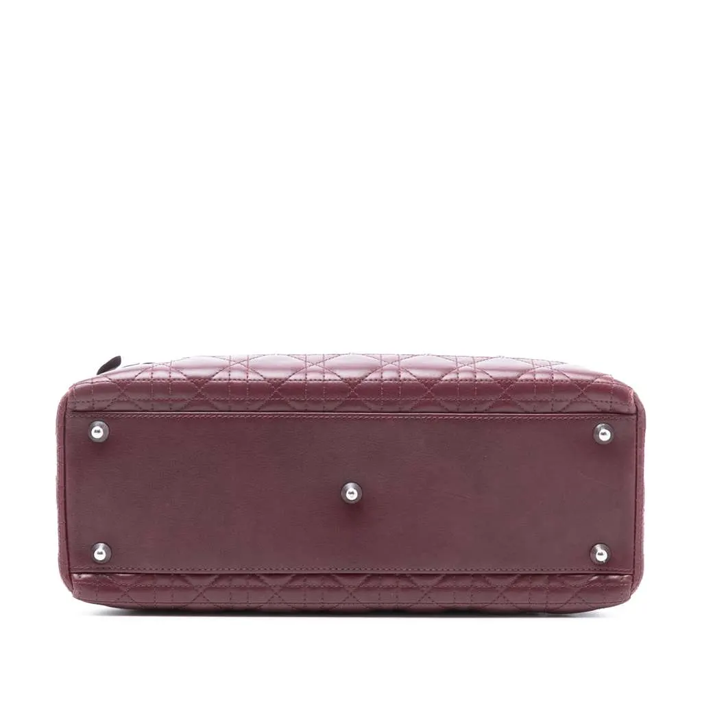 Dior Large Lambskin Cannage Bow Lady Dior Red Leather Very good - Inside View