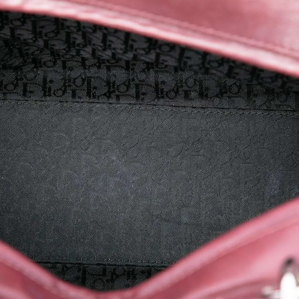 Dior Large Lambskin Cannage Bow Lady Dior Red Leather Very good - Model View
