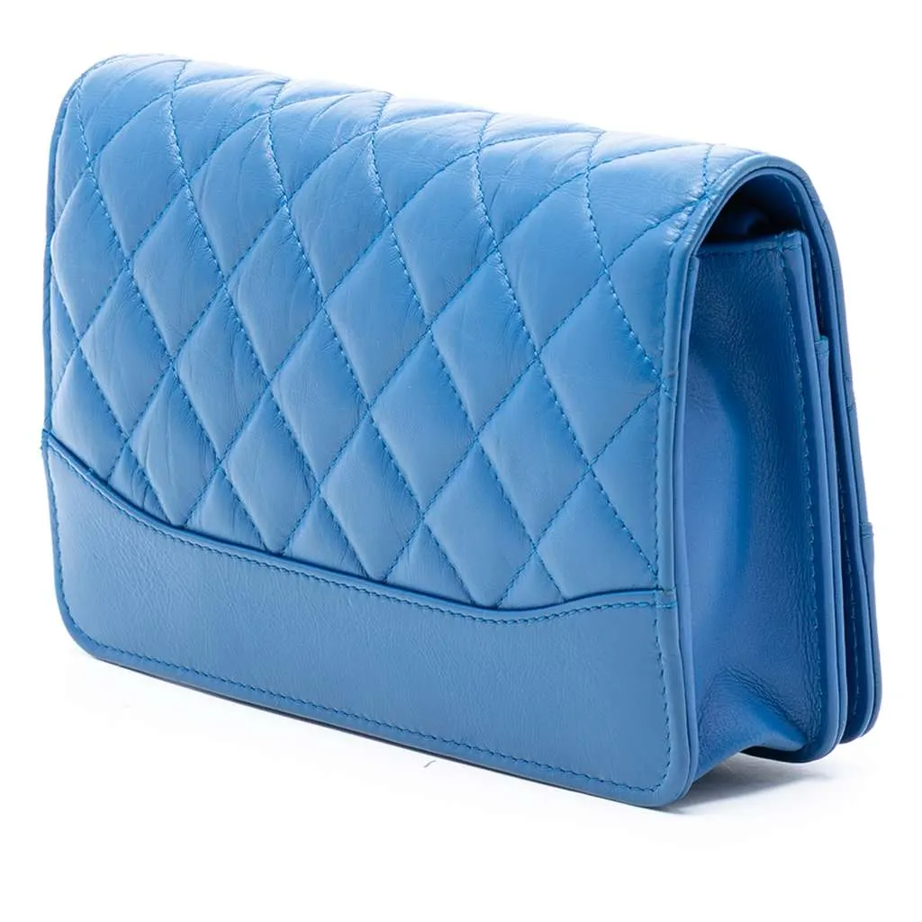 Chanel Quilted Aged Calfskin Gabrielle Wallet On Chain Blue Leather Very good - Back View