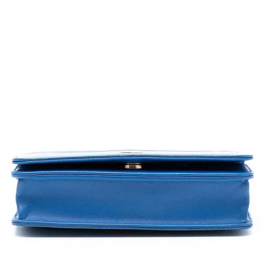 Chanel Quilted Aged Calfskin Gabrielle Wallet On Chain Blue Leather Very good - Inside View
