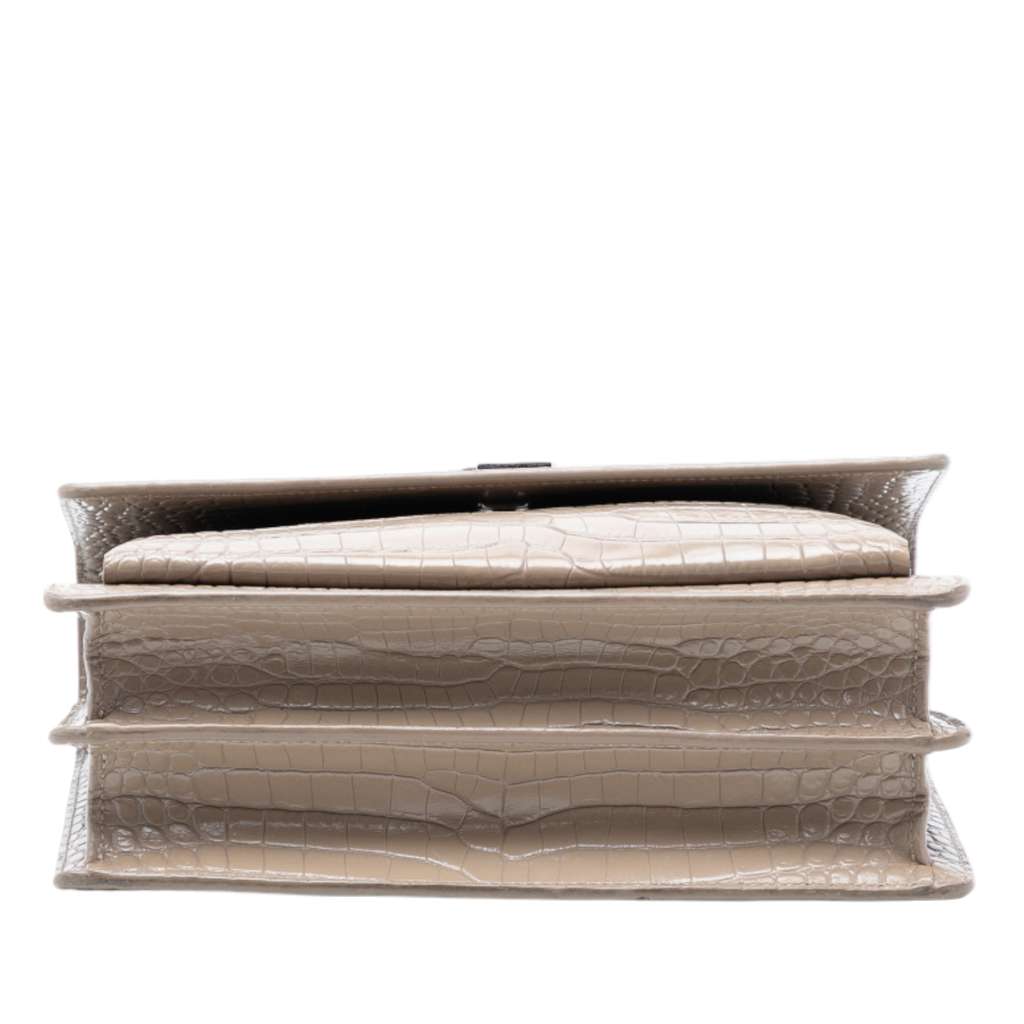 Saint Laurent Medium Croc Embossed Leather Monogram Sunset Crossbody - 3