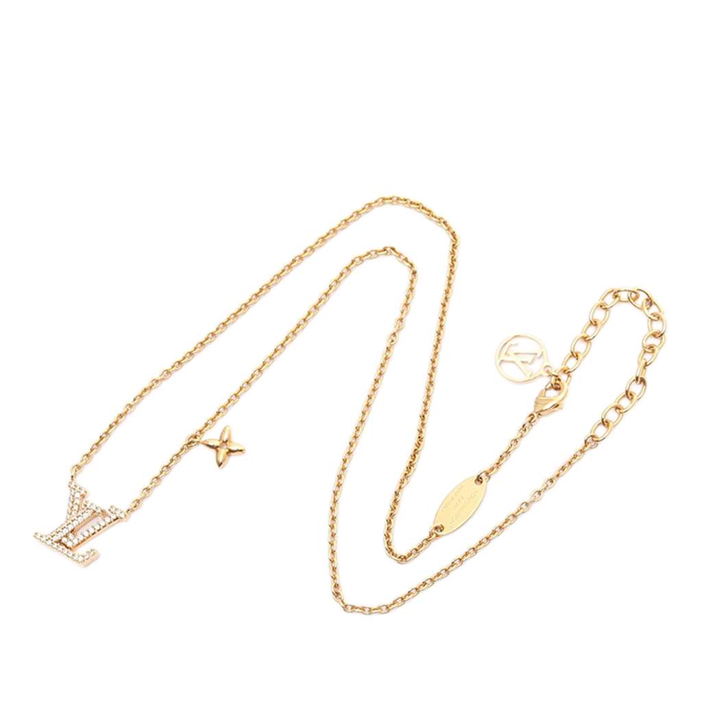 Louis Vuitton Gold Plated Crystal LV Iconic Necklace
