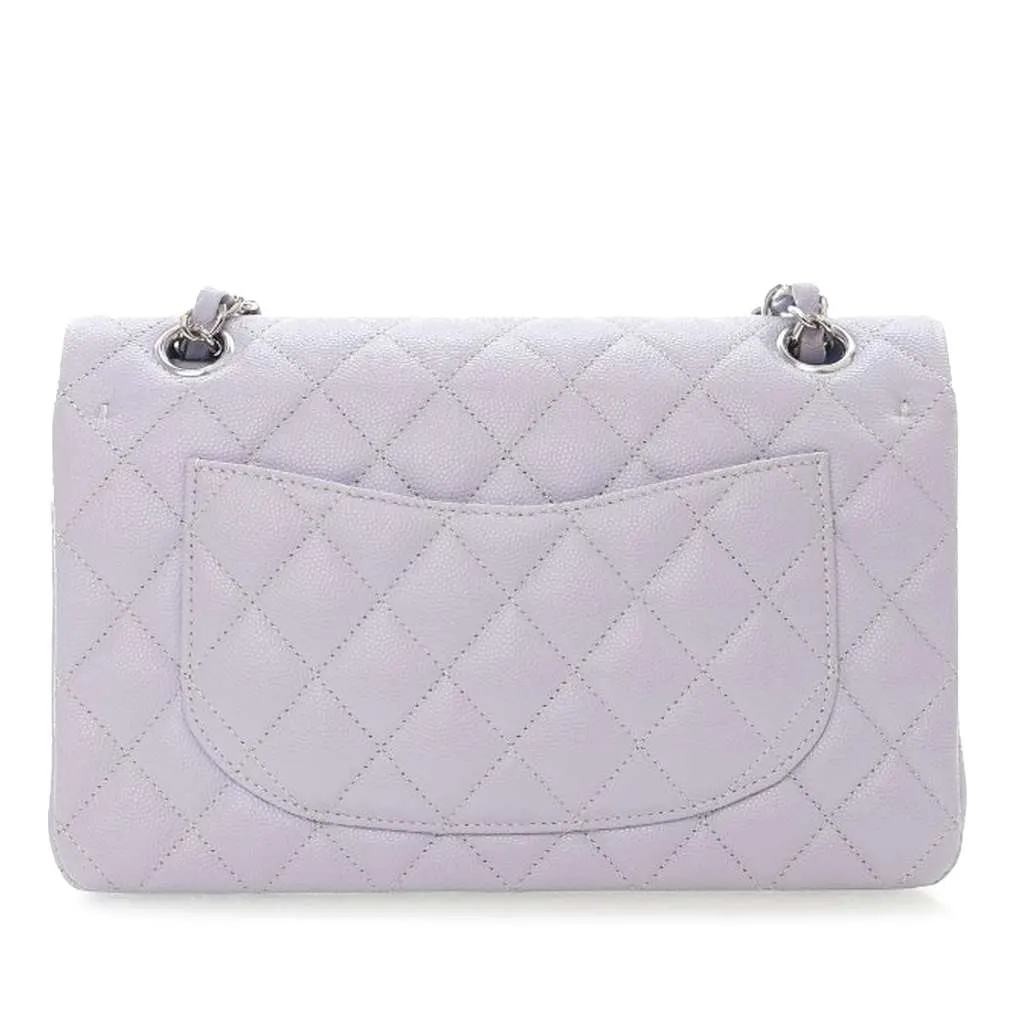 Chanel Small Classic Caviar Double Flap Purple Leather Very good - Back View