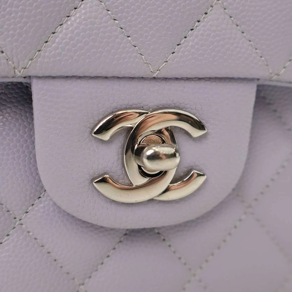 Chanel Small Classic Caviar Double Flap Purple Leather Very good - Box View