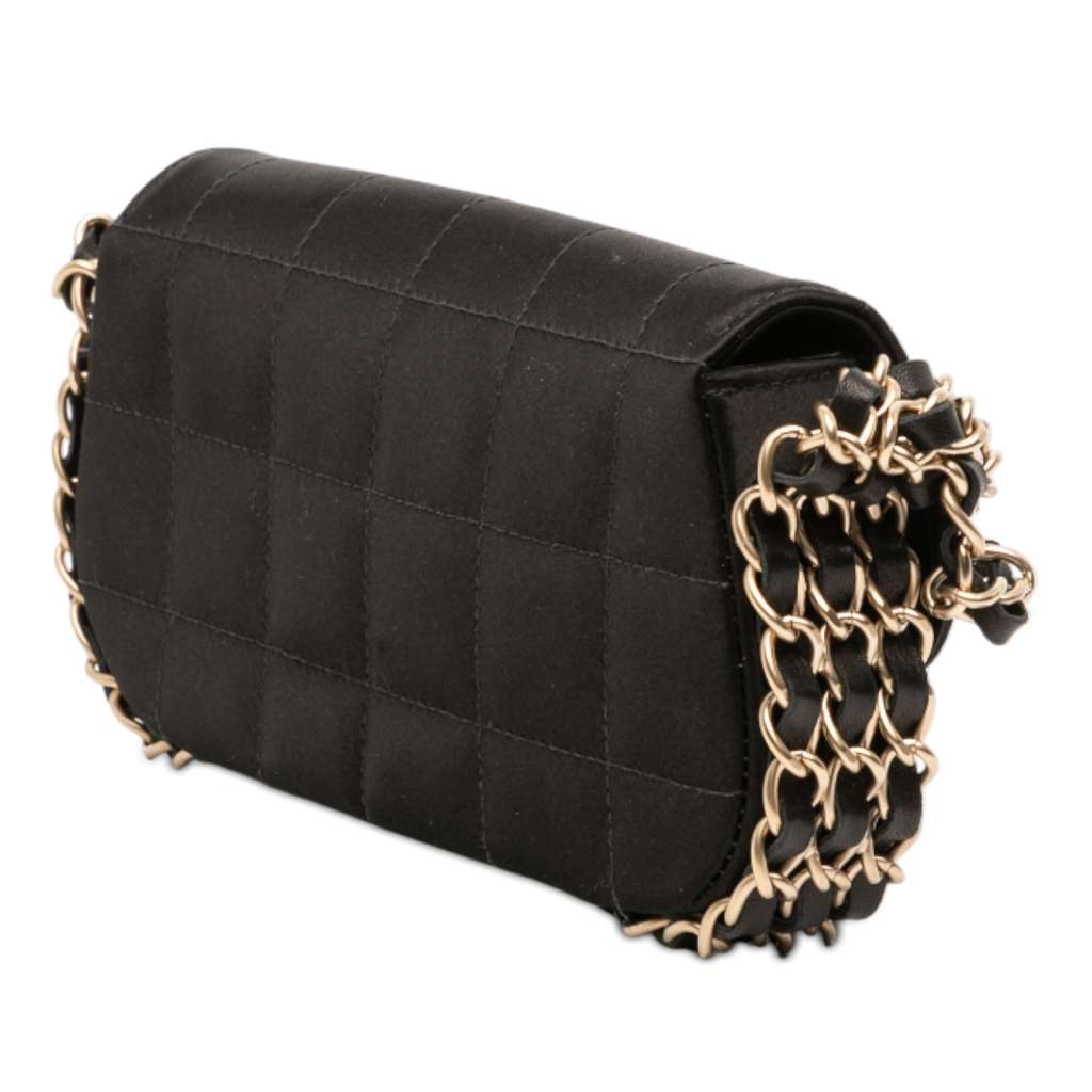 Chanel Mini Chocolate Bar Satin Triple Chain Single Flap - 2