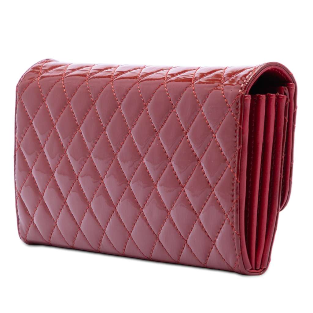 Chanel Quilted Patent Brilliant East West Flap Clutch with Chain - 2