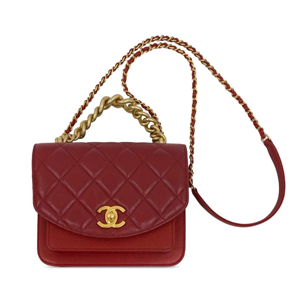 Chanel Mini Quilted Calfskin and Caviar Chain Handle Flap