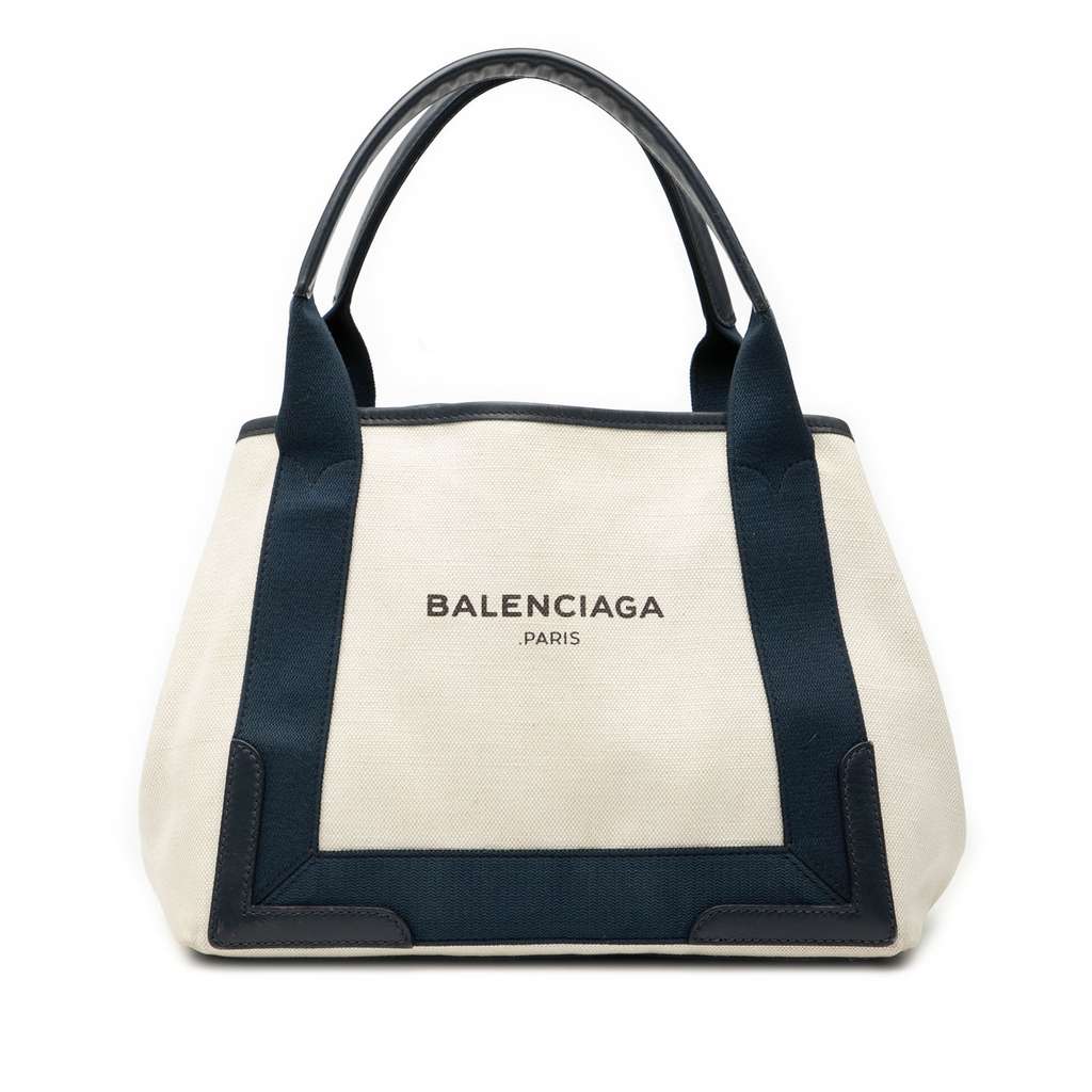 Balenciaga Canvas Navy Cabas Tote S