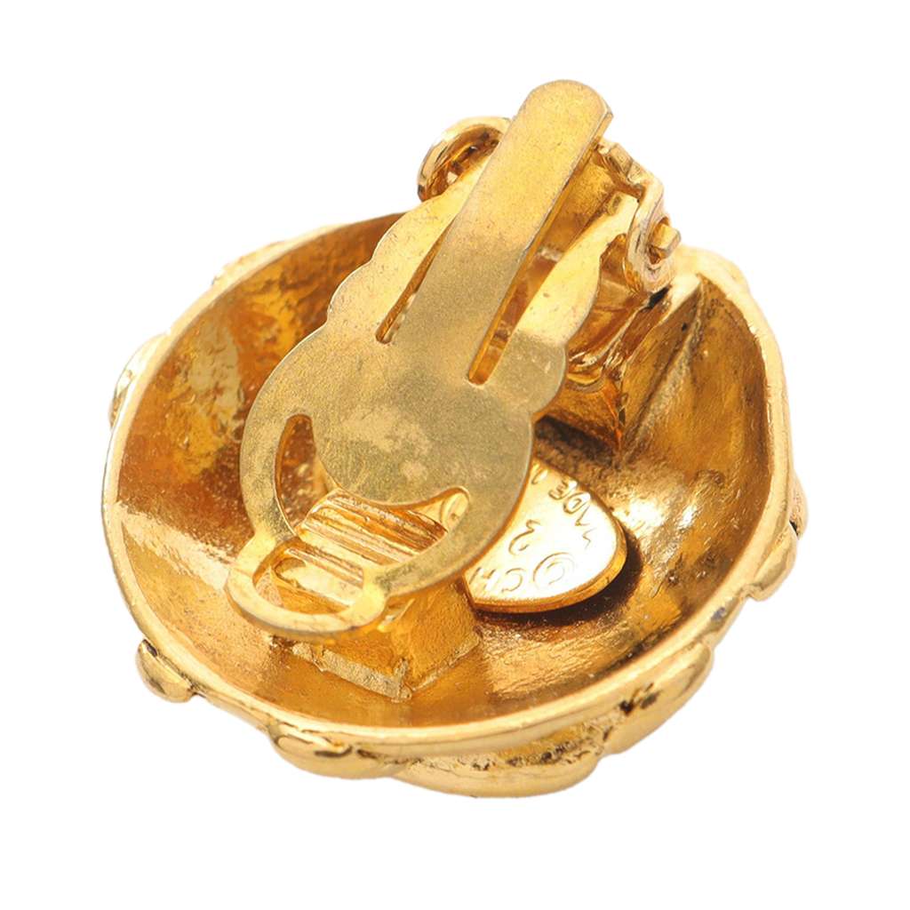 Chanel Gold Plated Overlapping CC Round Clip On Earrings - 3