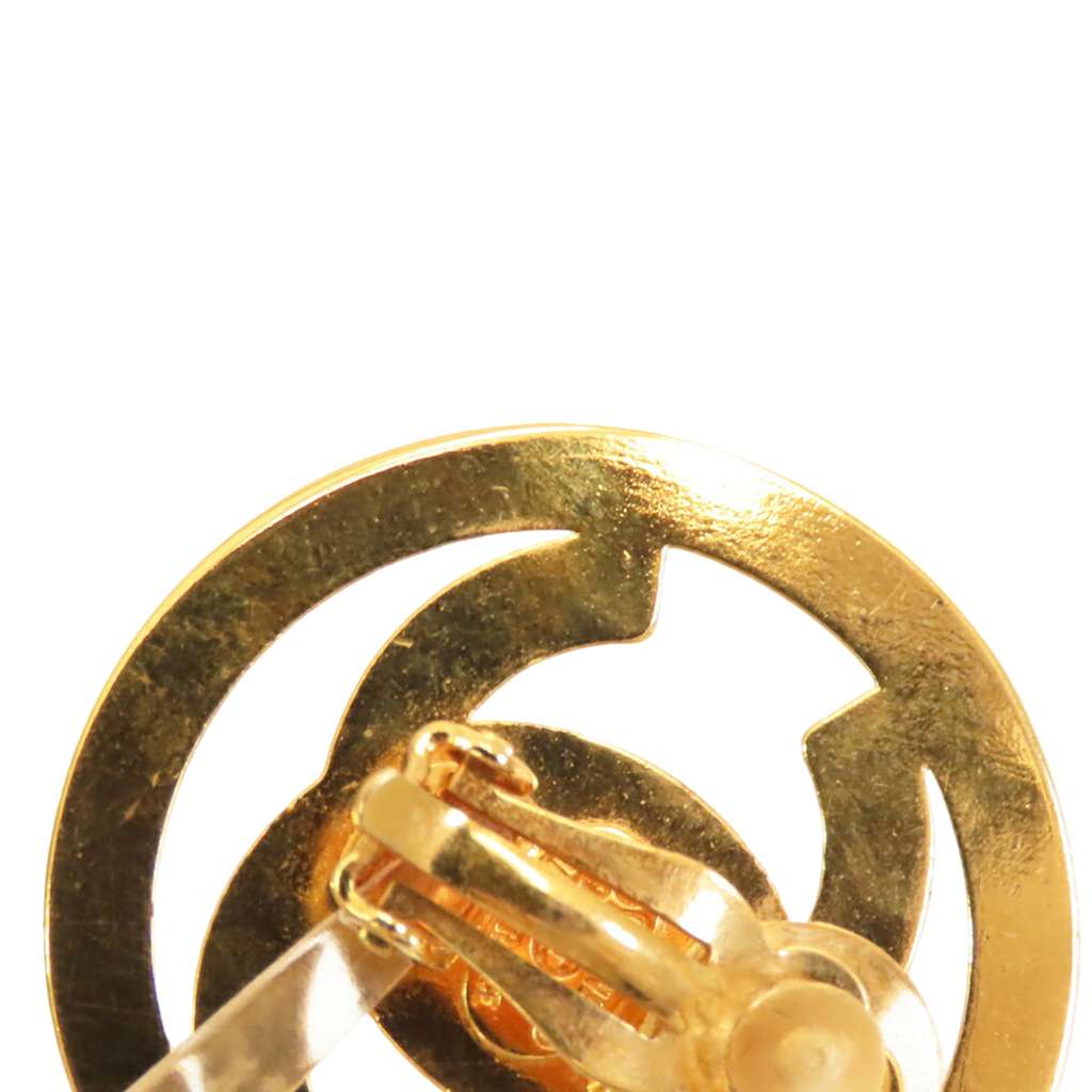 Chanel Gold Plated CC Encircled Turn Lock Clip On Earrings - 5