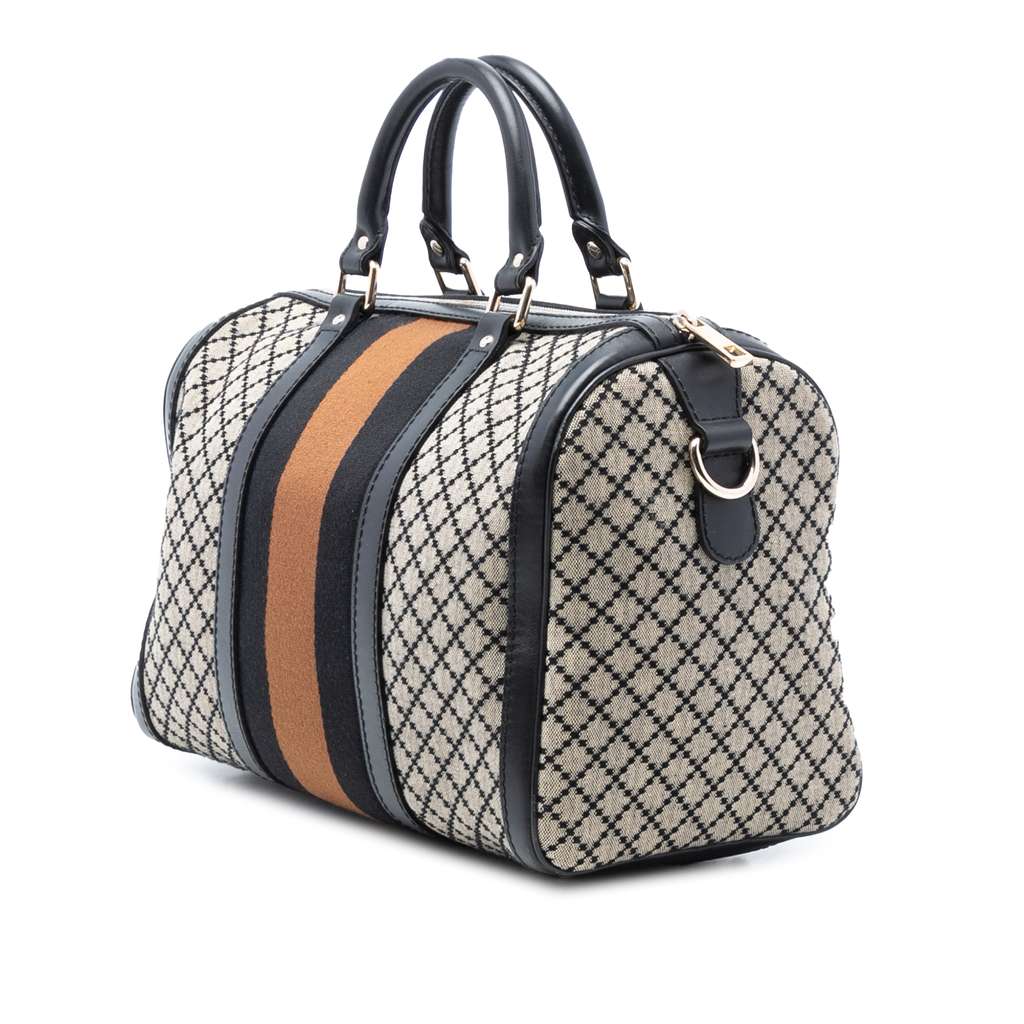 Gucci Medium Diamante Canvas Web Joy Boston Bag - 2