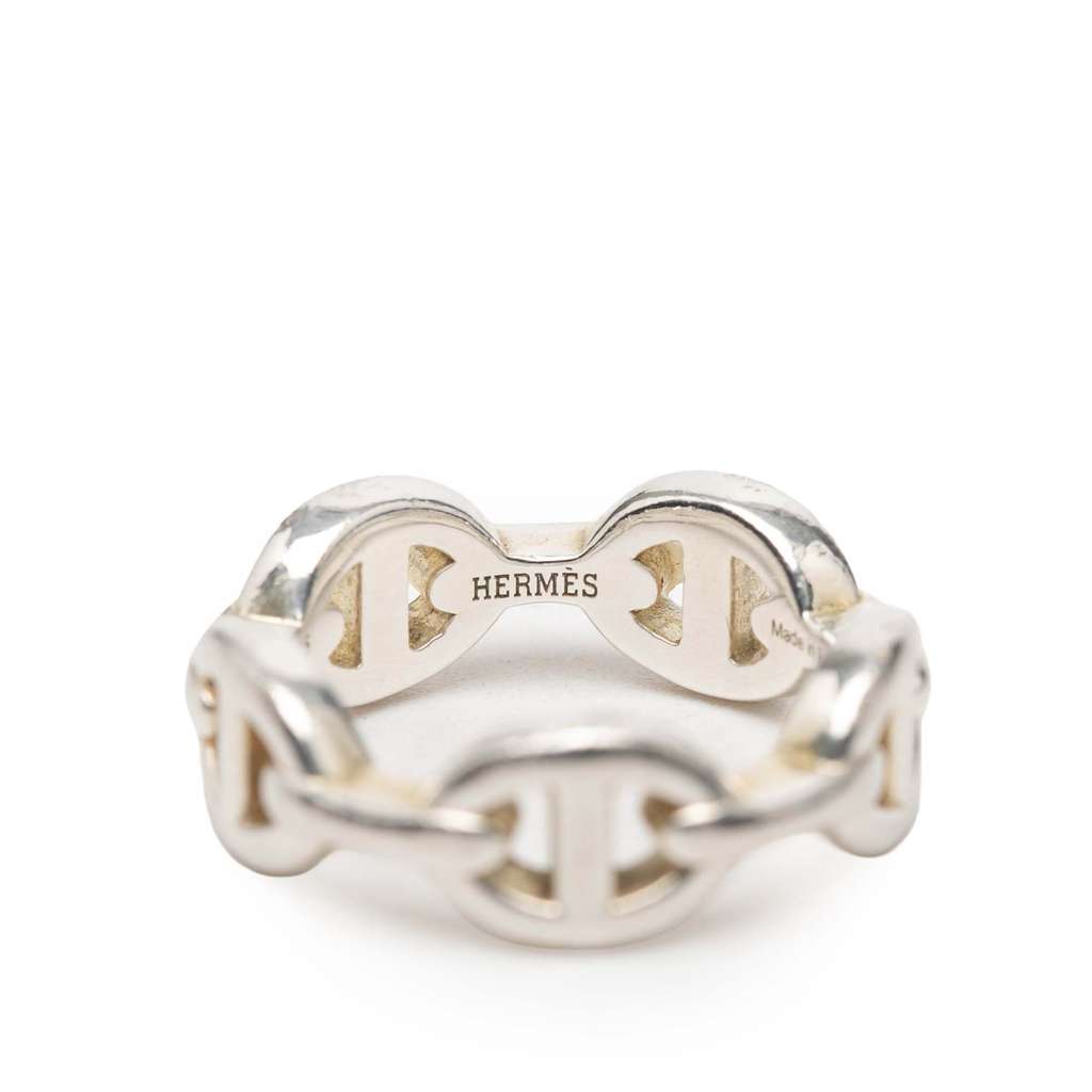 Hermès Sterling Silver Chaine d'Ancre Enchainee Ring - 5