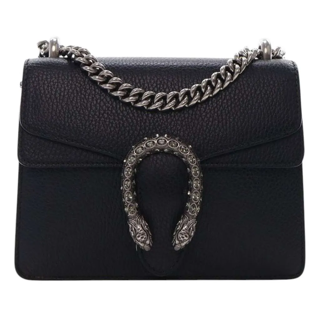 Gucci Small Leather Dionysus  Crossbody Black Leather Good - Front View