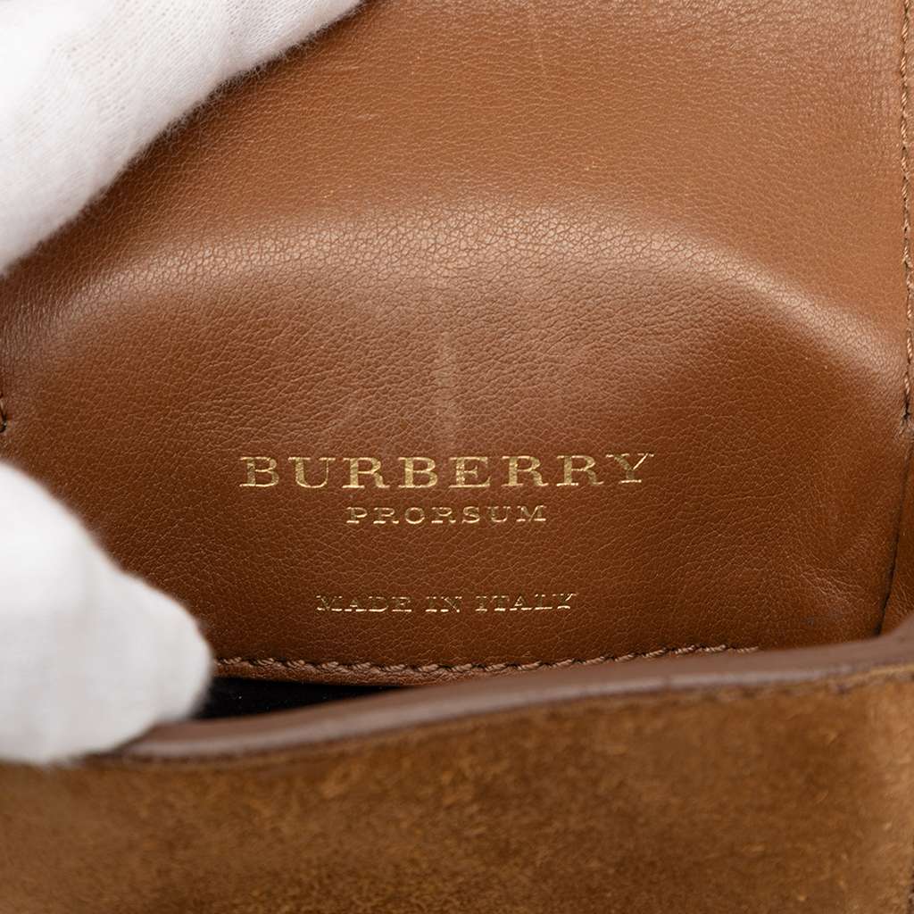 Burberry House Check Canvas and Suede Vertical Belt Buckle Handbag - 5
