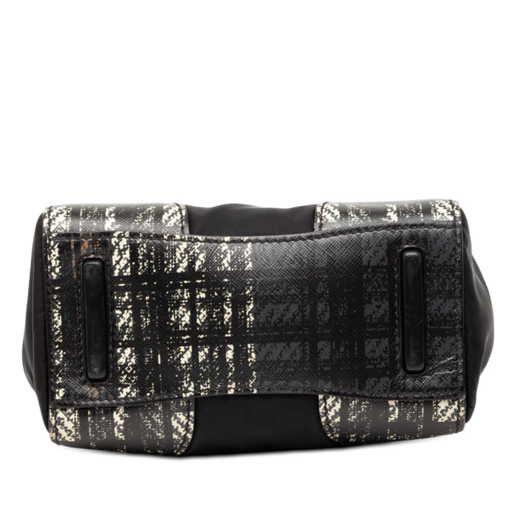 Prada Tartan Saffiano Trimmed Tessuto Satchel - 3