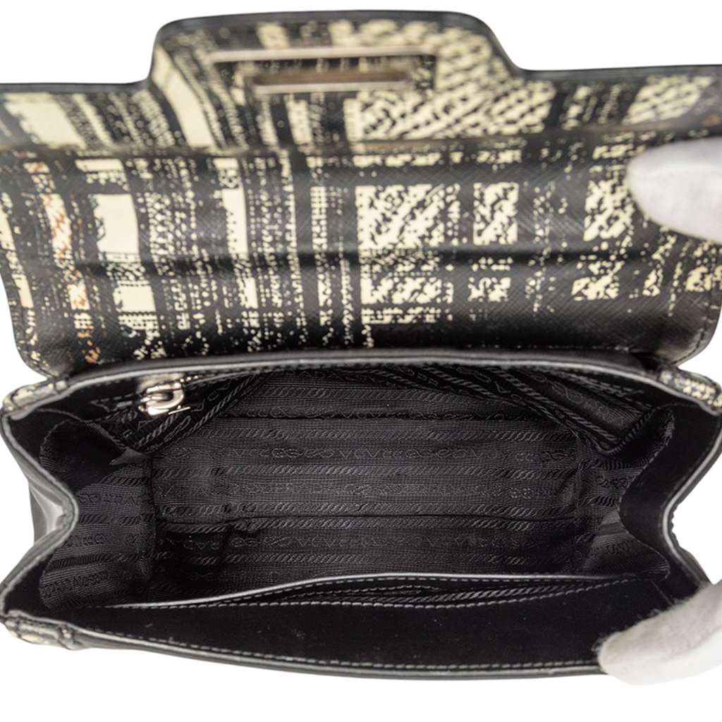 Prada Tartan Saffiano Trimmed Tessuto Satchel - 4