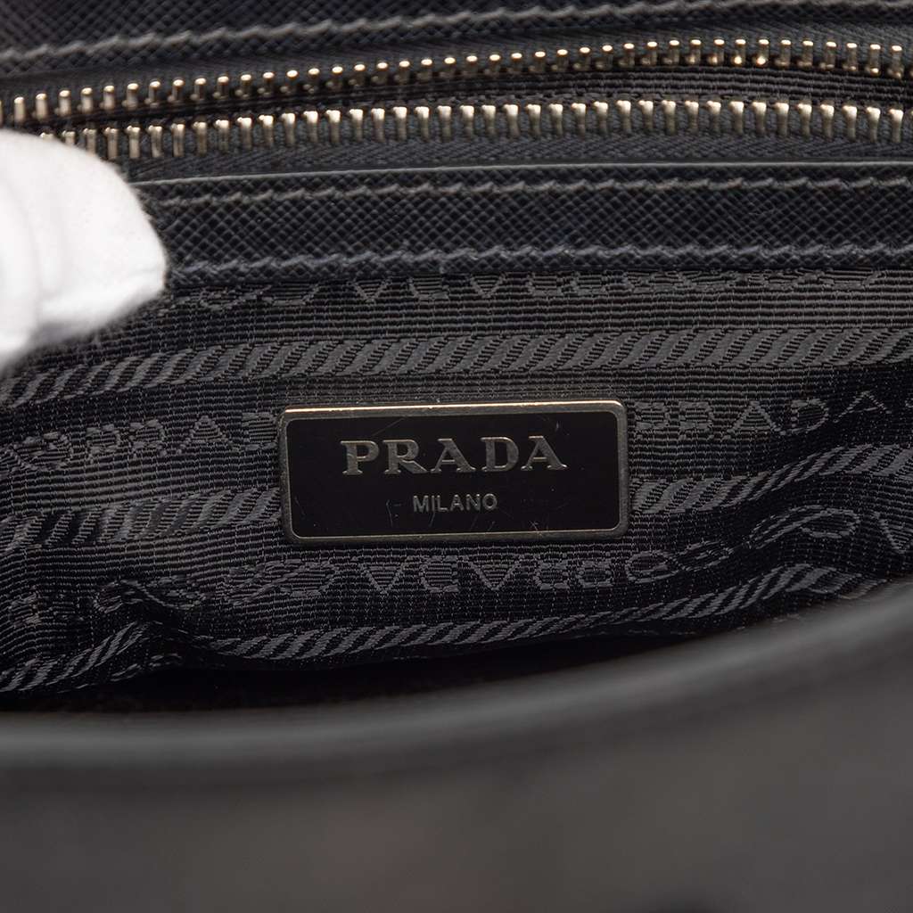Prada Tartan Saffiano Trimmed Tessuto Satchel - 5