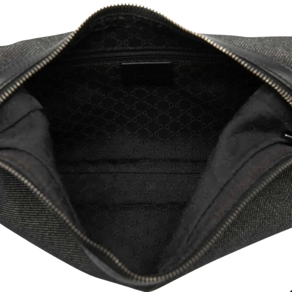 Gucci Denim Web Shoulder Bag Black Denim Good - Model View