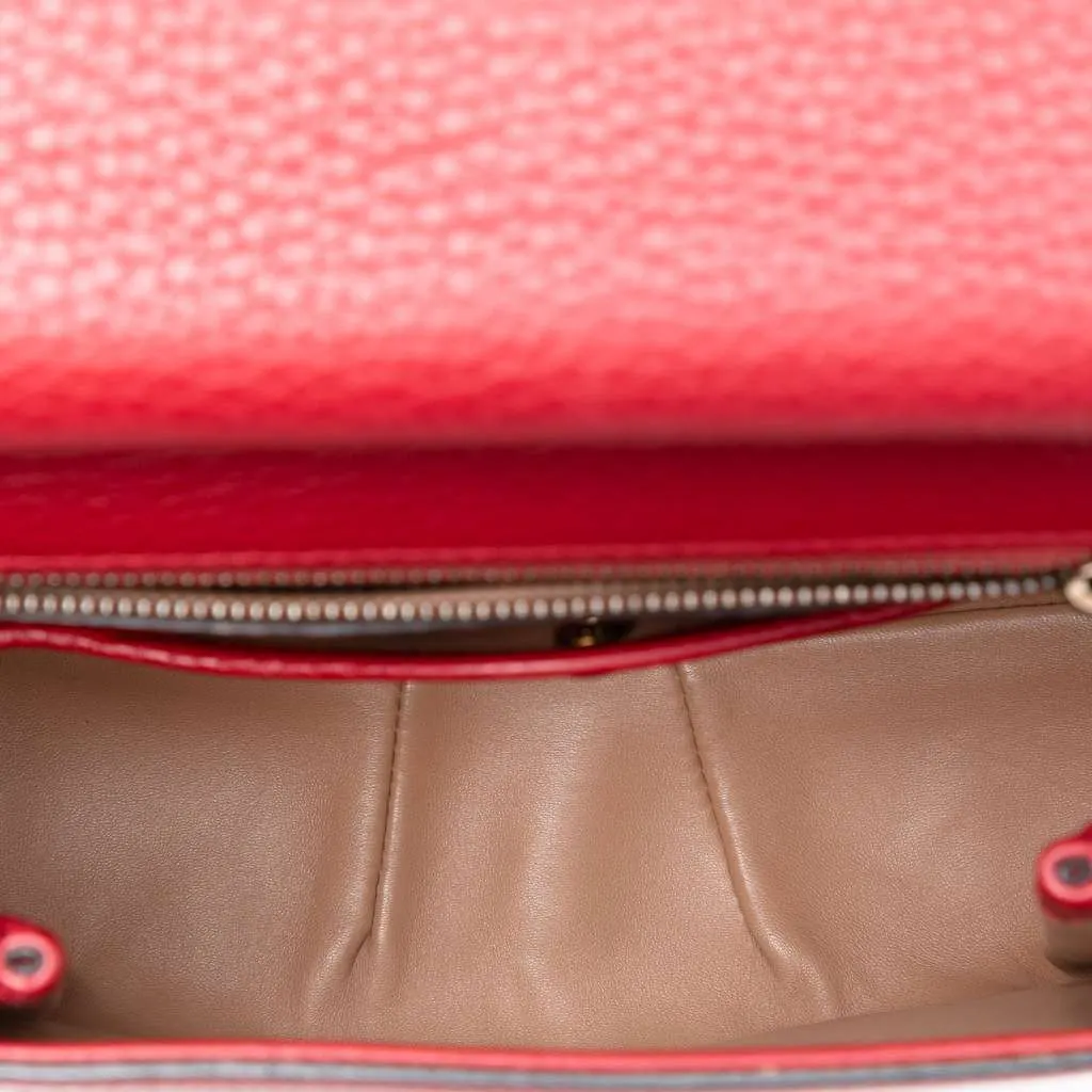 Gucci Medium Leather Bamboo Nouveau Fringe Crossbody Red Leather Very good - Model View