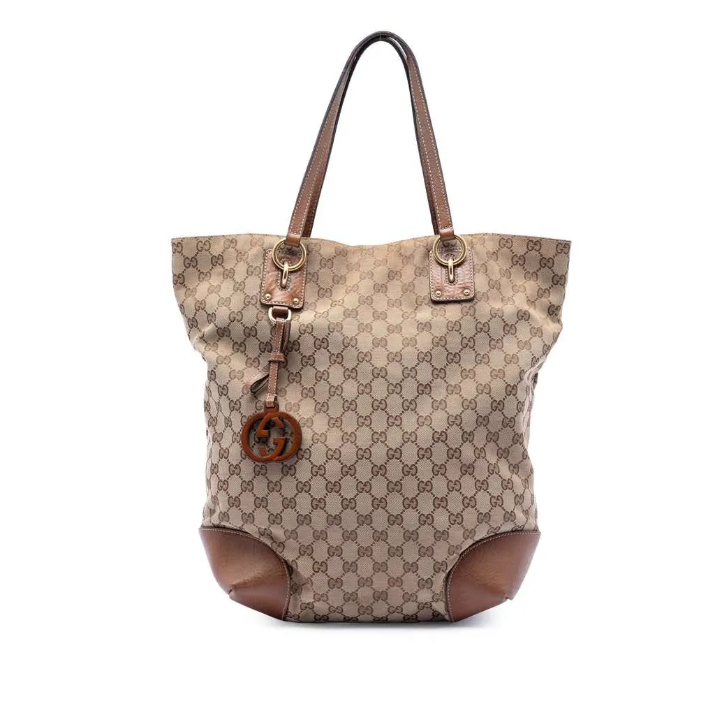 Gucci Large GG Canvas GG Charm Tote Brown Canvas Very good - Front View