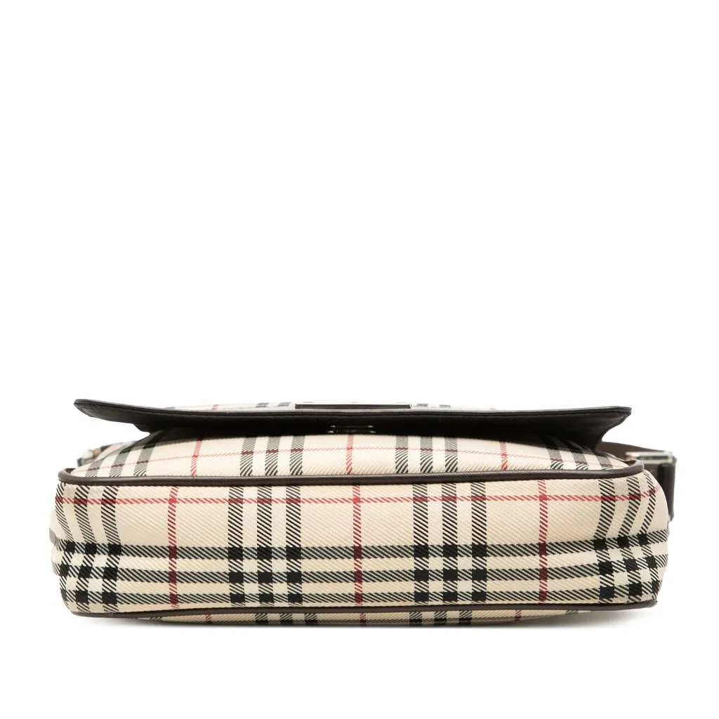 Burberry House Check Canvas Flap Crossbody Brown Canvas Very good - Inside View