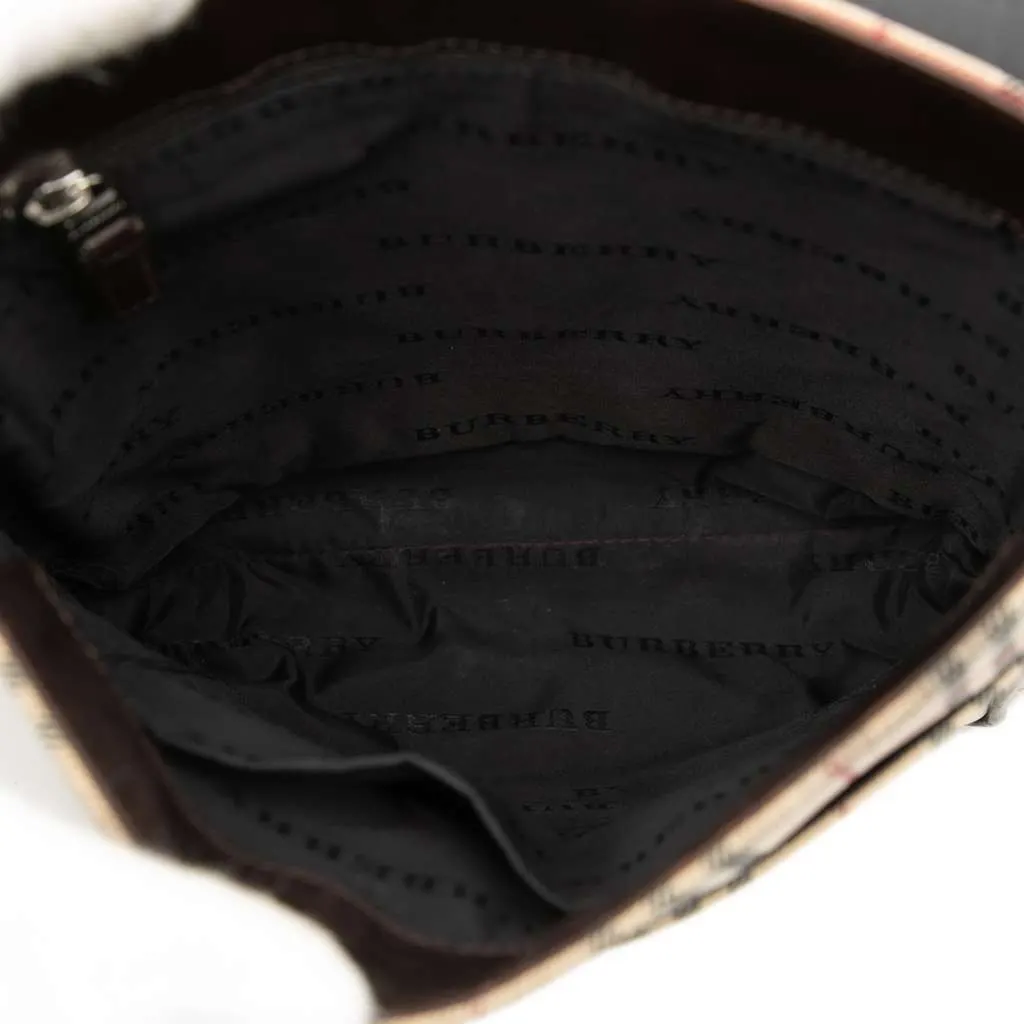 Burberry House Check Canvas Flap Crossbody Brown Canvas Very good - Model View