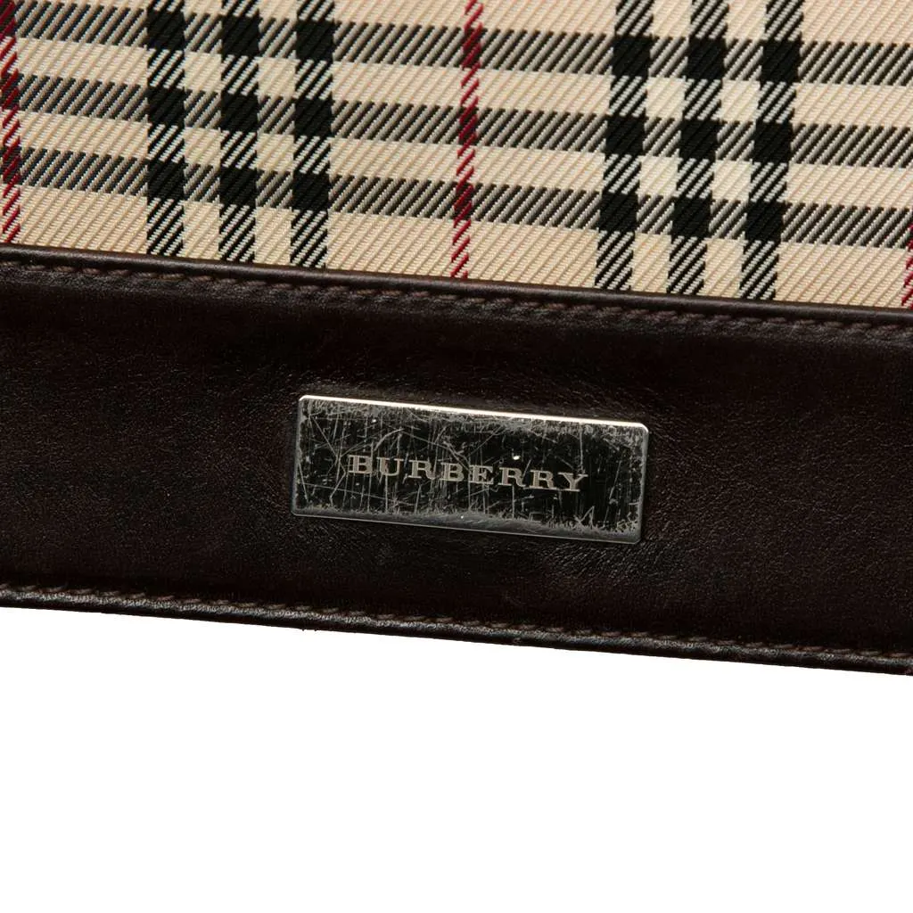 Burberry House Check Canvas Flap Crossbody Brown Canvas Very good - Box View