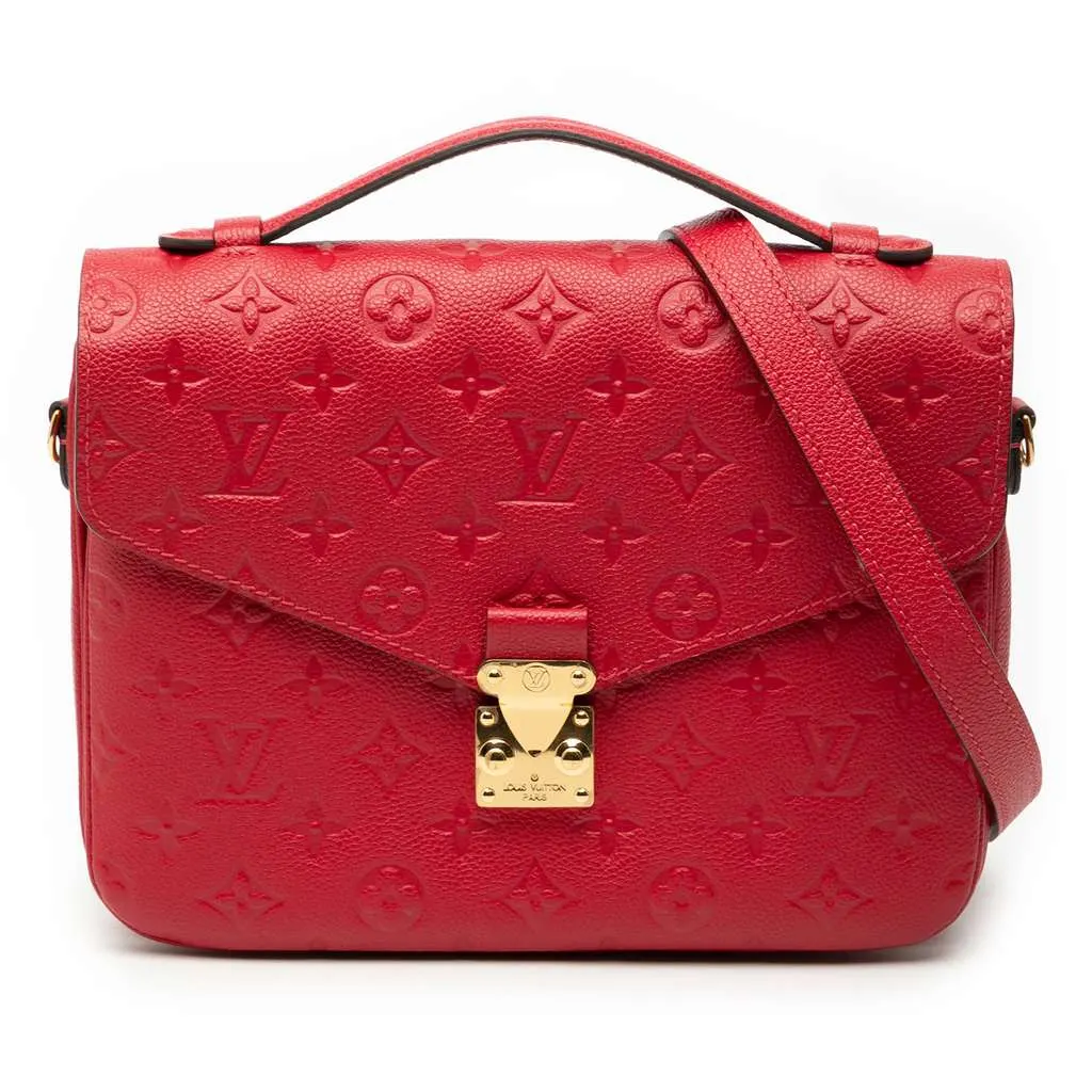 Louis Vuitton Monogram Empreinte Pochette Metis Red Leather Good - Front View