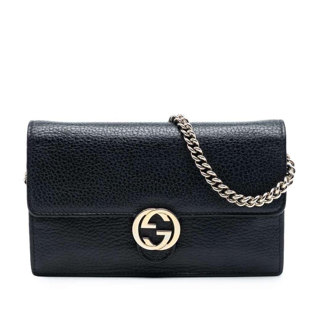 Gucci Leather Interlocking G Dollar Wallet on Chain