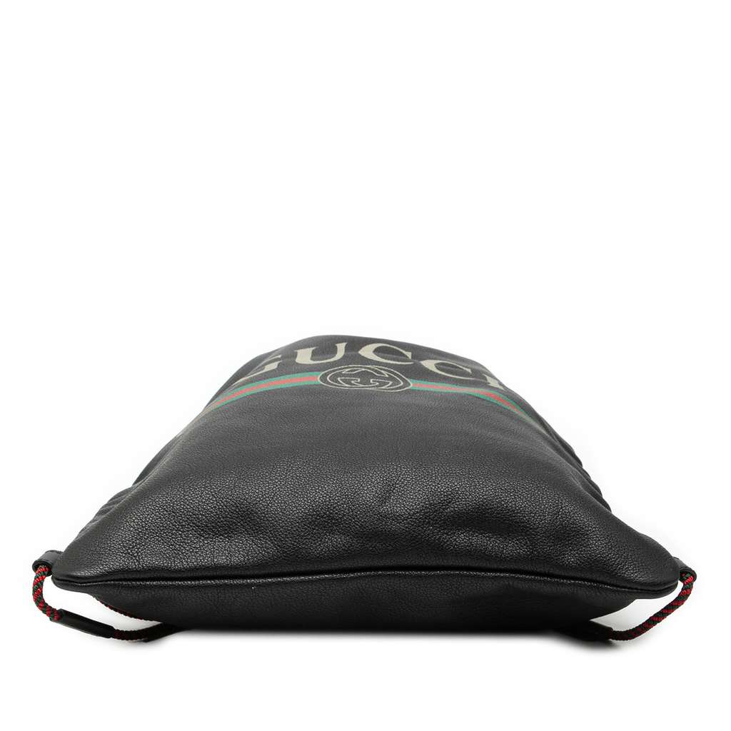Gucci Leather Logo Drawstring Backpack - 3