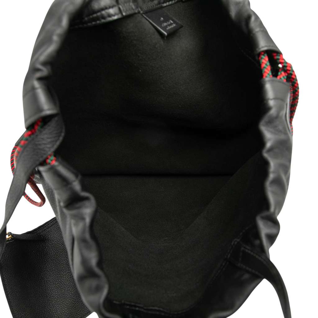 Gucci Leather Logo Drawstring Backpack - 4