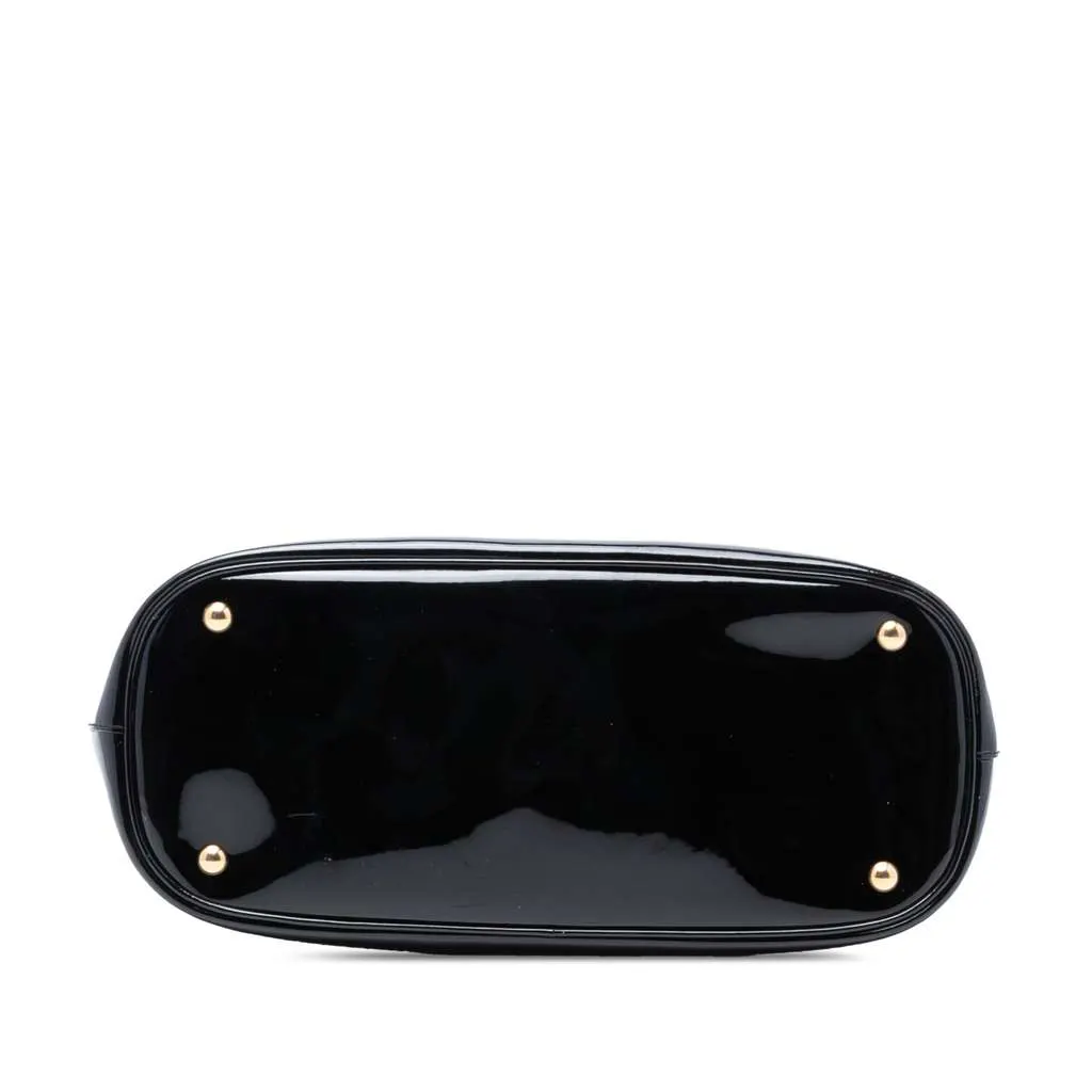 Gucci Patent Bright Bit Satchel Black Leather Good - Inside View