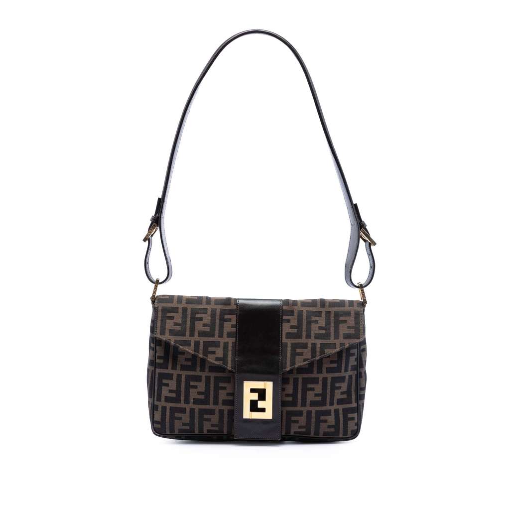 Fendi Zucca Canvas Flap Shoulder Bag