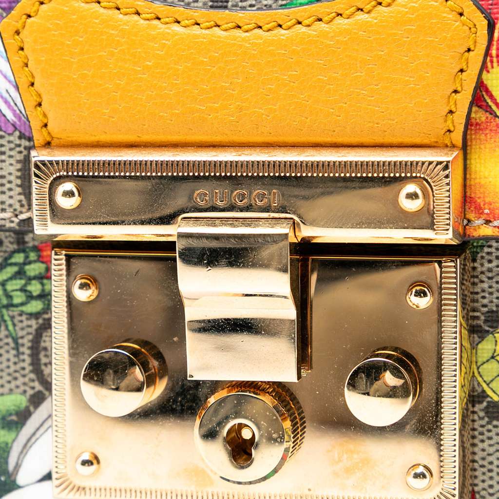 Gucci Small GG Supreme Flora Bamboo Padlock Satchel - 5