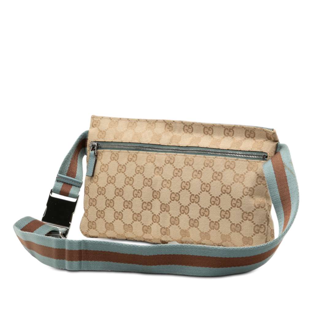 Gucci GG Canvas Web Double Pocket Belt Bag - 2