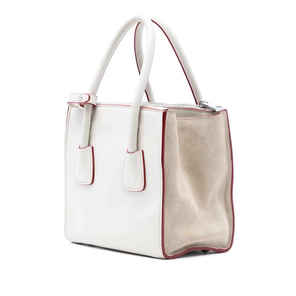 Prada Mini Scamosciato Trimmed Glace Calf Twin Pocket Satchel - 2