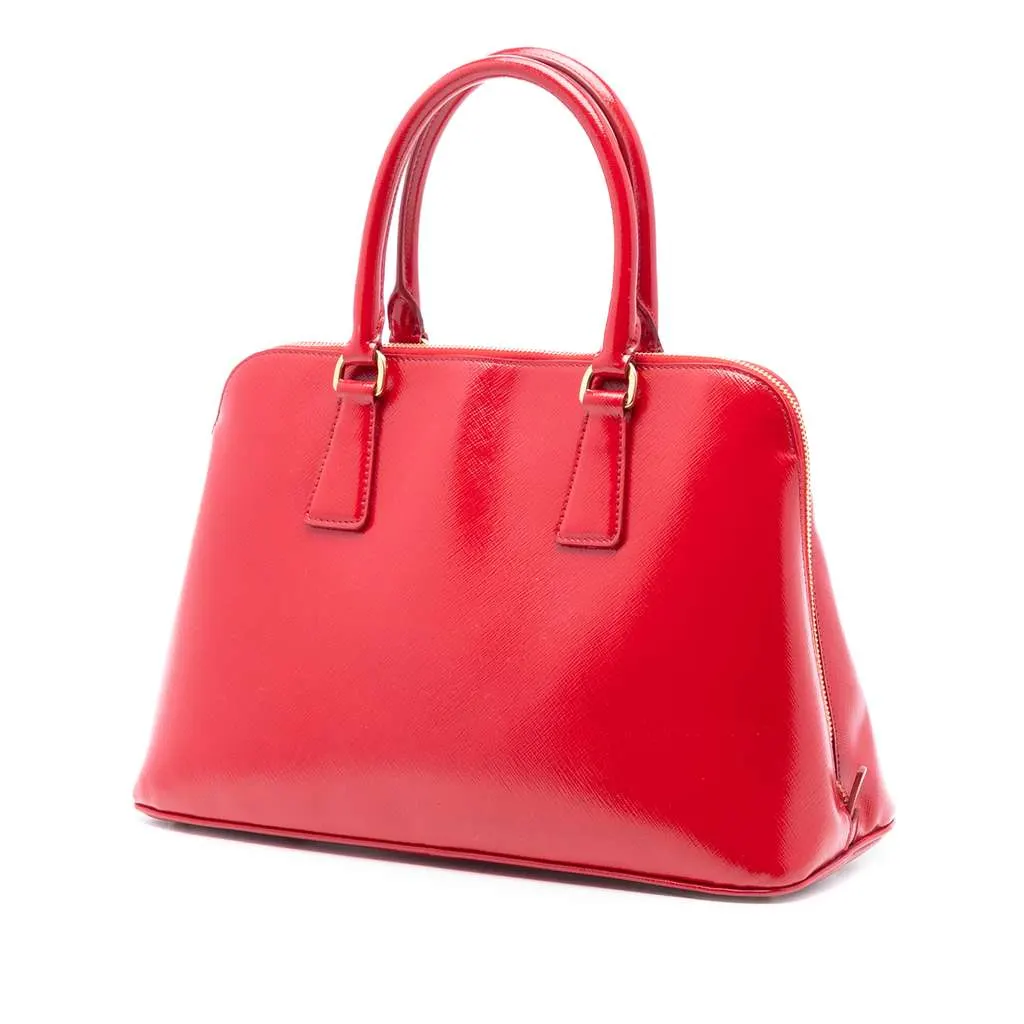Prada Medium Saffiano Vernice Promenade Satchel Red Leather Very good - Back View
