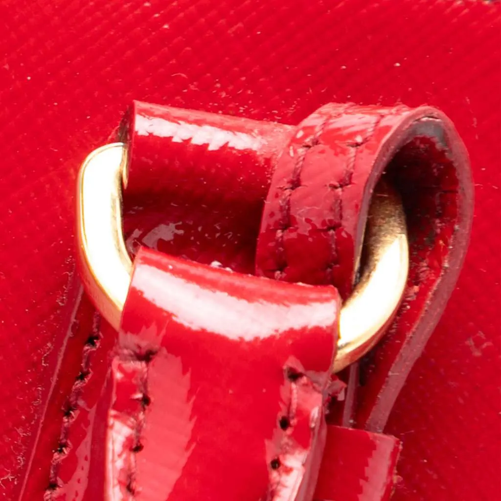 Prada Medium Saffiano Vernice Promenade Satchel Red Leather Very good - Box View