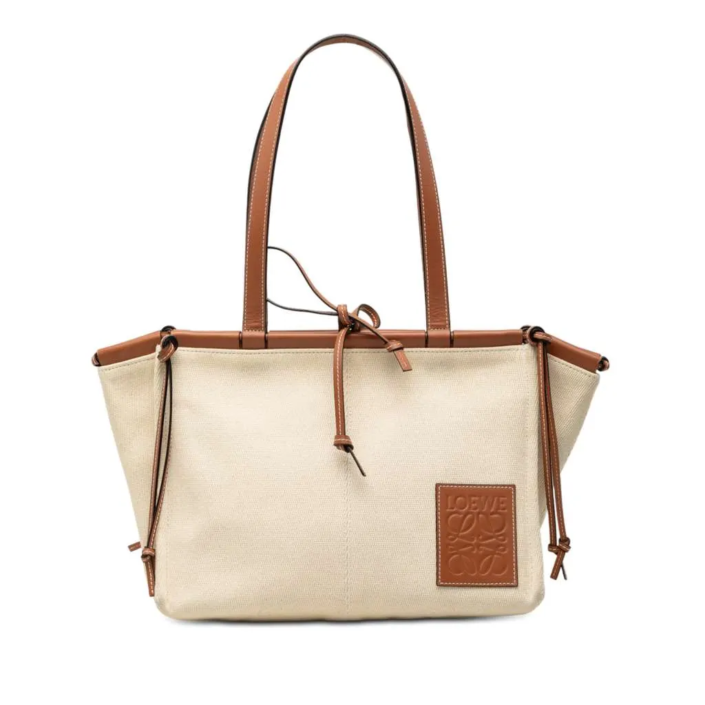 Loewe Small Canvas Cushion Tote Brown Canvas Very good - Front View