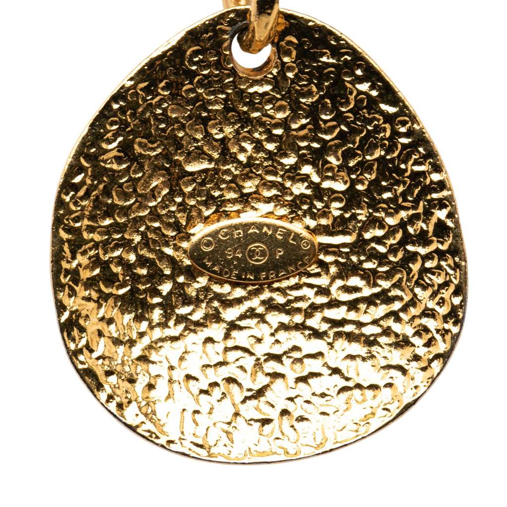 Chanel Gold Plated CC Quilted Oval Pendant Necklace - 3