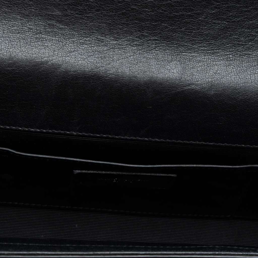 Saint Laurent Leather Monogram Crystal Studded Cassandre Clutch - 4