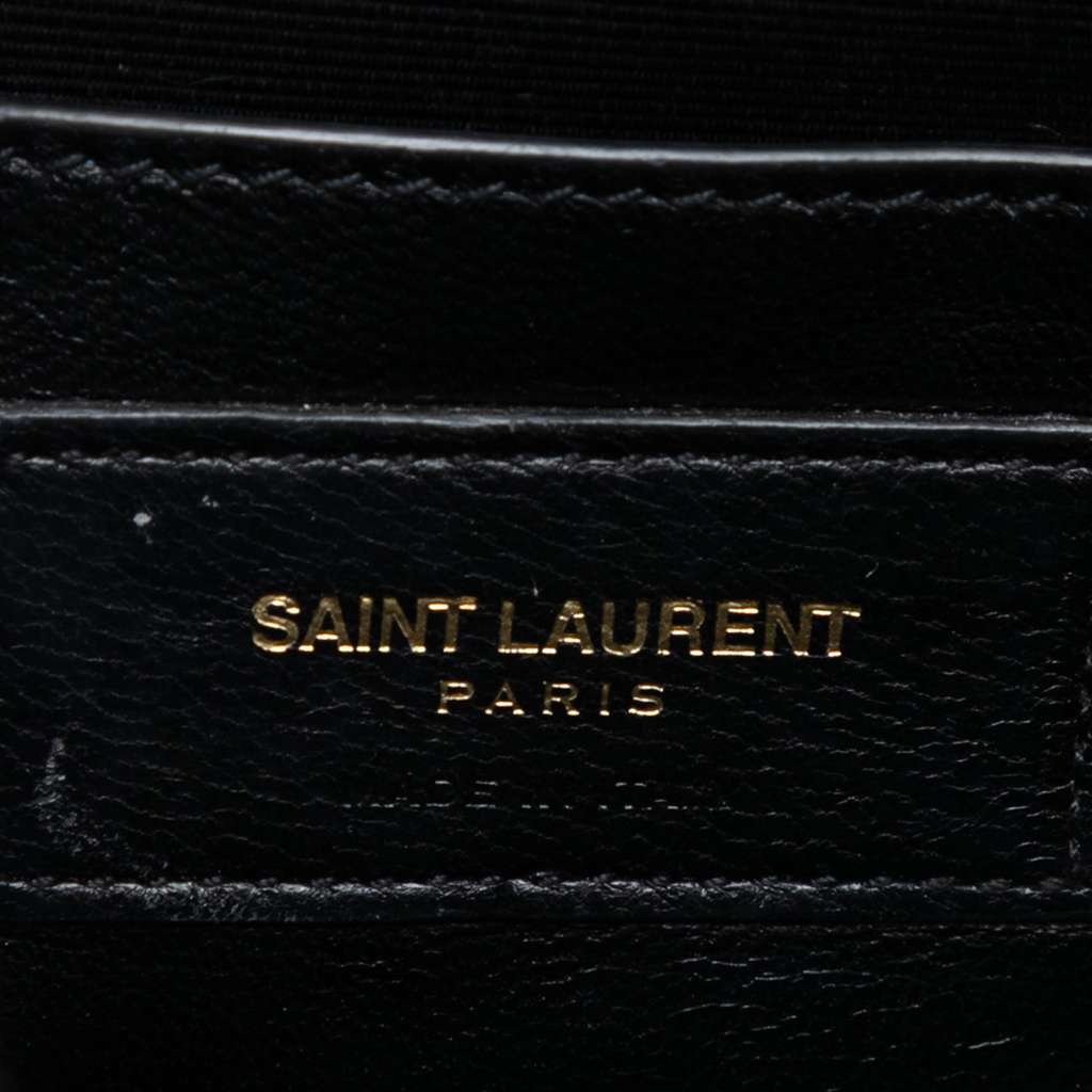 Saint Laurent Leather Monogram Crystal Studded Cassandre Clutch - 5