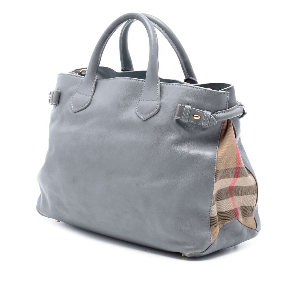 Burberry Medium Leather and House Check Banner Satchel - 2