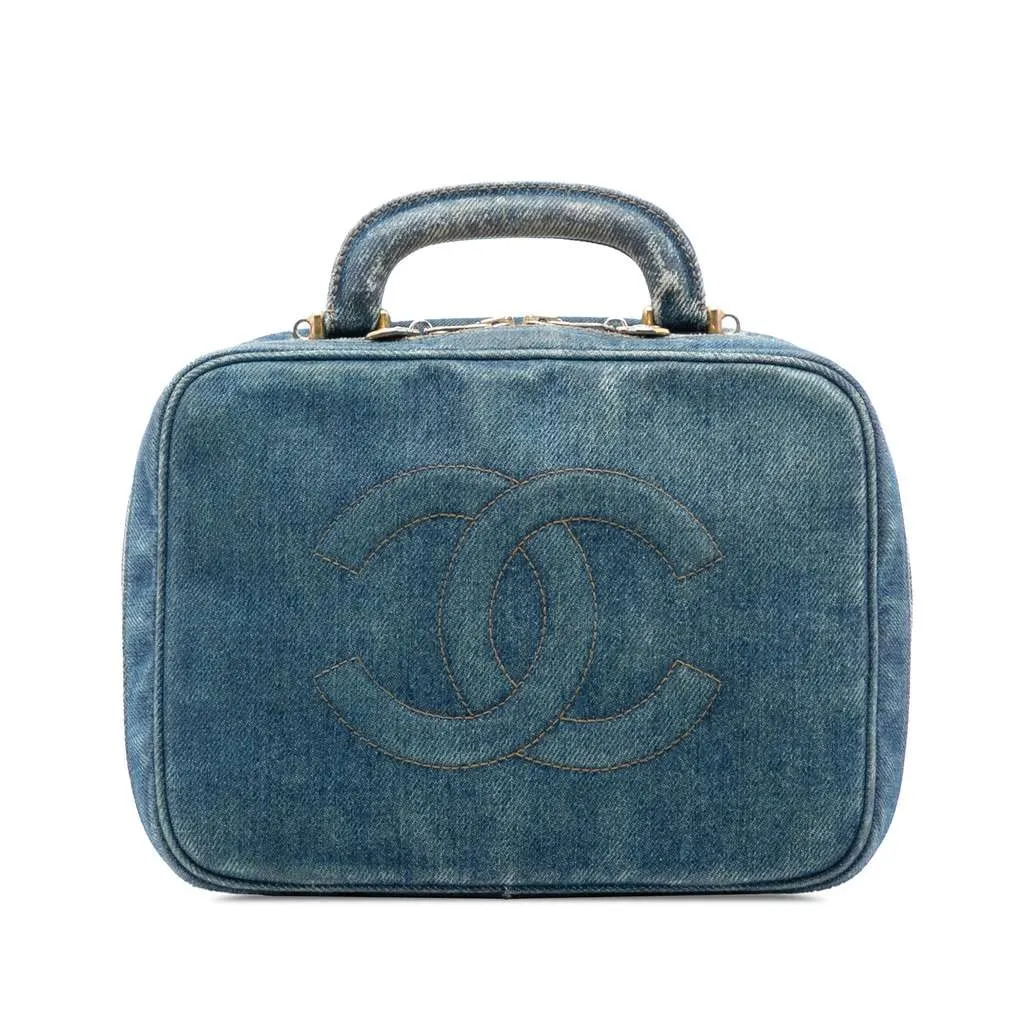 Chanel CC Denim Vanity Bag Blue Denim Very good - Front View