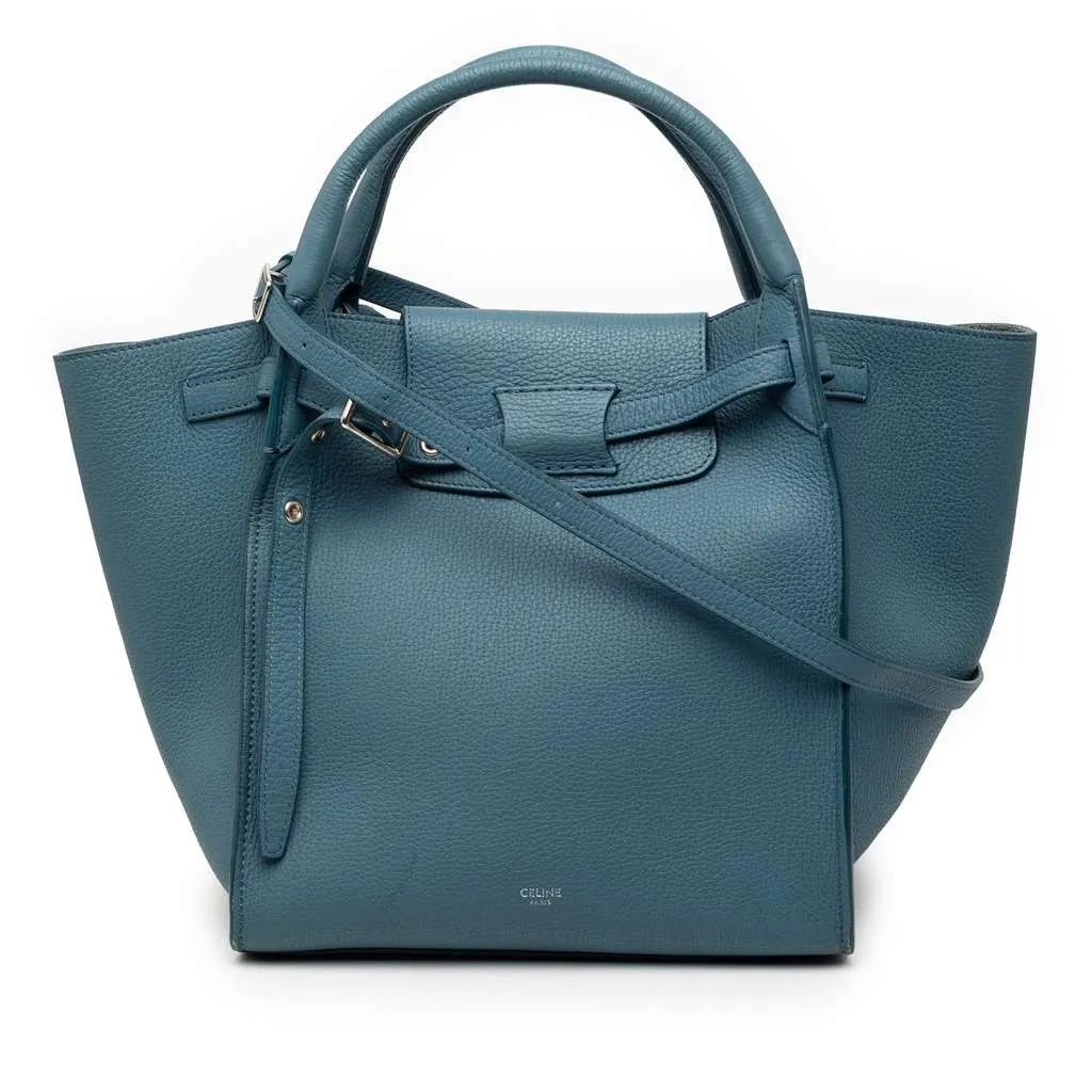 Celine Small Grained Calfskin Big Bag Blue Leather Very good - Front View