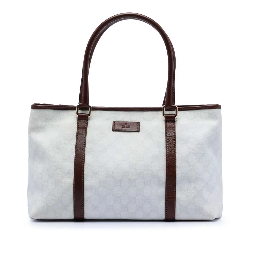 Gucci GG Supreme Tote White Canvas Very good - Front View