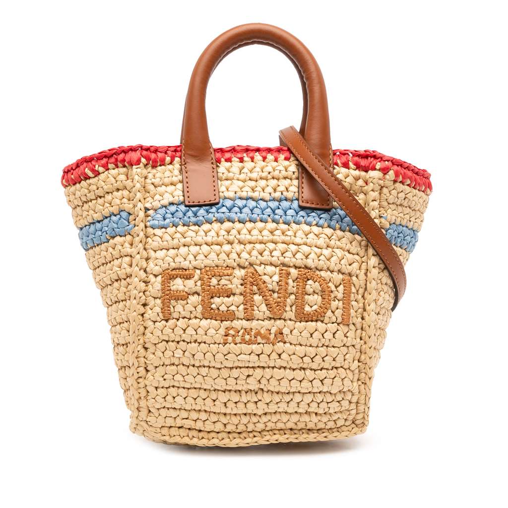 Fendi Mini Raffia Soft Sunshine Shopper Tote