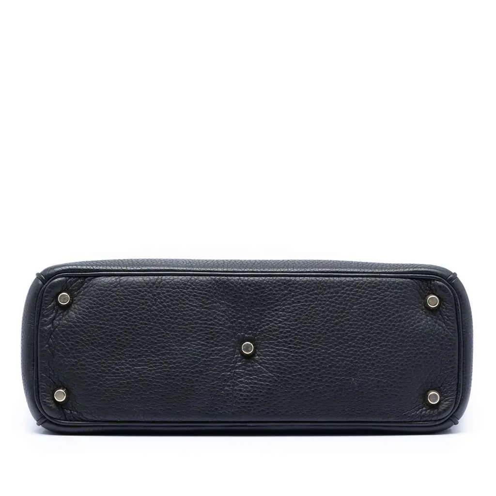 Dior Medium Pebbled Calfskin Diorissimo Satchel Black Leather Good - Inside View