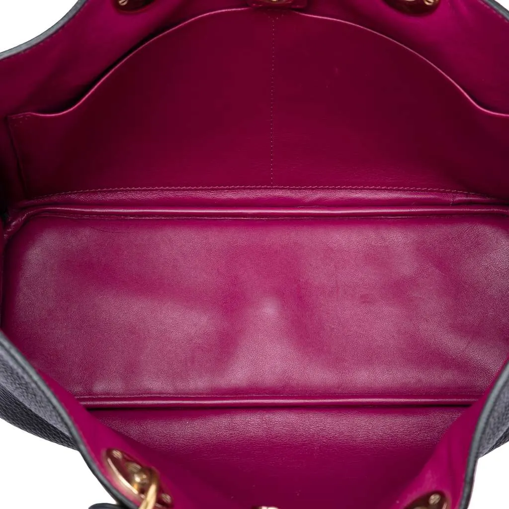 Dior Medium Pebbled Calfskin Diorissimo Satchel Black Leather Good - Model View