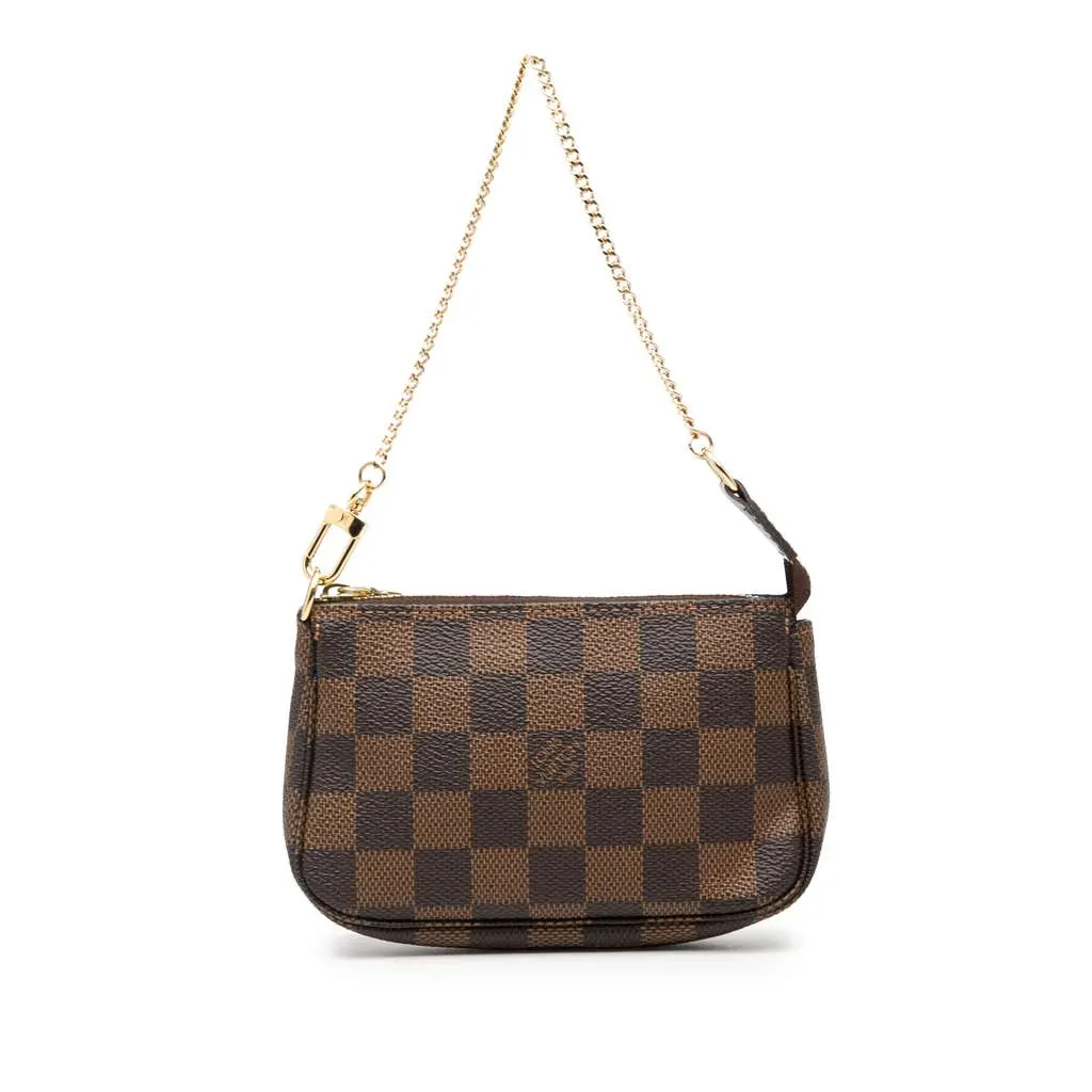 Louis Vuitton Damier Ebene Mini Pochette Accessoires Brown Very good - Front View